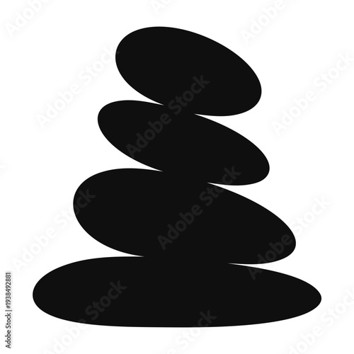 Minimalist Black Silhouette of Balanced Zen Stones for Wellness and Meditation