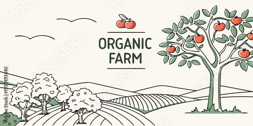 A picturesque scene of a tree-lined river flowing through a serene landscape. Vector