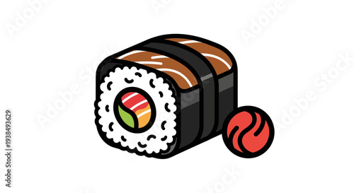 Sushi roll with salmon and ginger