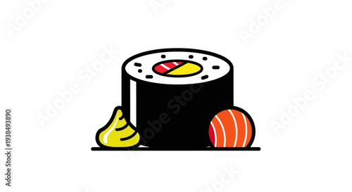 Sushi roll with wasabi and salmon