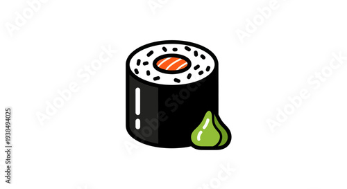 Sushi roll with wasabi icon
