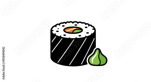Sushi roll with wasabi icon isolated