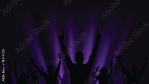 World Party Day celebration featuring dancing crowd and concert lights vector poster