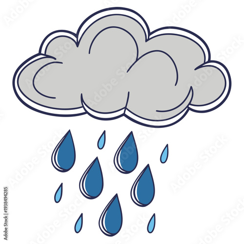 A dark, stormy sky with heavy rain and large, dark gray clouds Vector