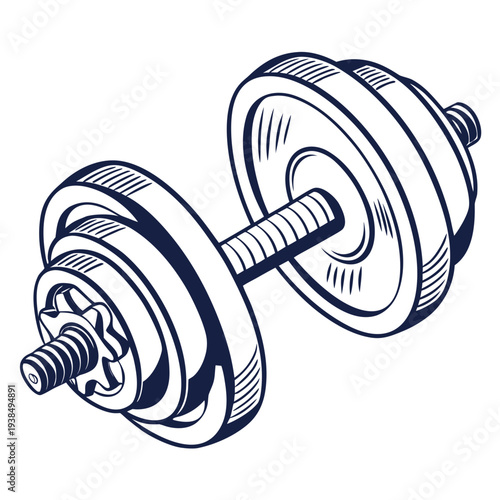 A pair of dumbbells with circular weights on a barbell Vector