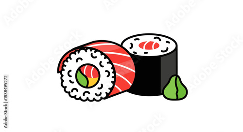 Sushi rolls and wasabi illustration
