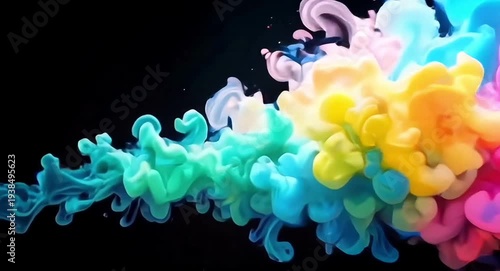 Smoke explosion dissolving gracefully on deep black background.4k video.
