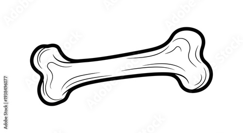 Simple Black and White Dog Bone Illustration.