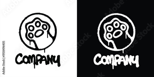 Graffiti Cat Paw logo vector design