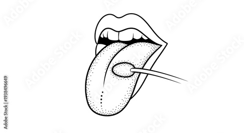Closeup of Tongue with Lollipop Illustration.