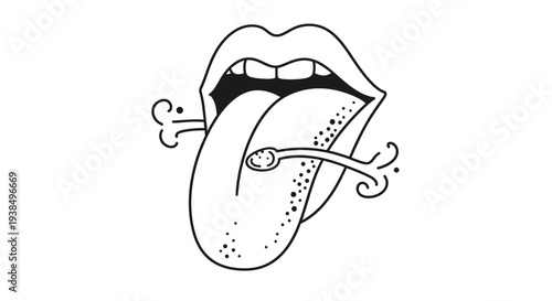 Illustration of Tongue Sticking Out with Lips.