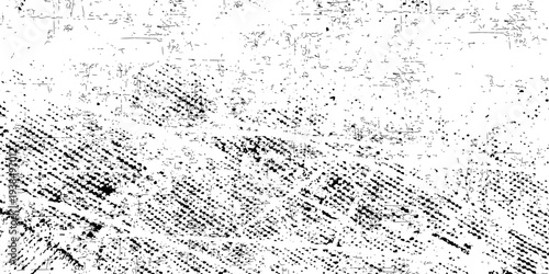 Black and white grunge texture. Black streaks of paint, ink, and dirt. Abstract monochrome background. Pattern of scratches, chips, and wear