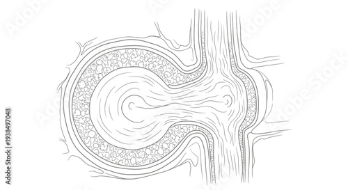Detailed Drawing of Human Brain Section.