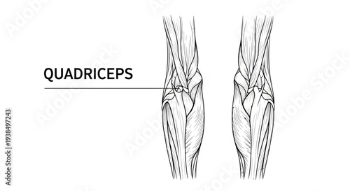 Detailed Illustration of Human Quadriceps Muscles.