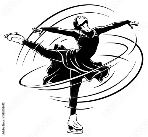 vector illustration woman ice skater