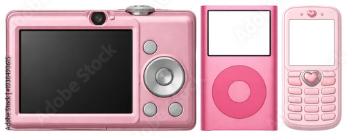 PNG Retro pink gadgets collection on transparent background