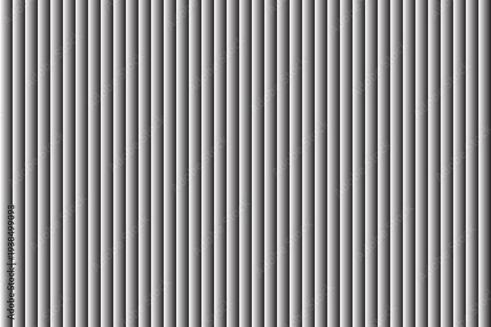 Obraz premium Abstract black and white vertical gradient stripes background with 3D cylindrical effect