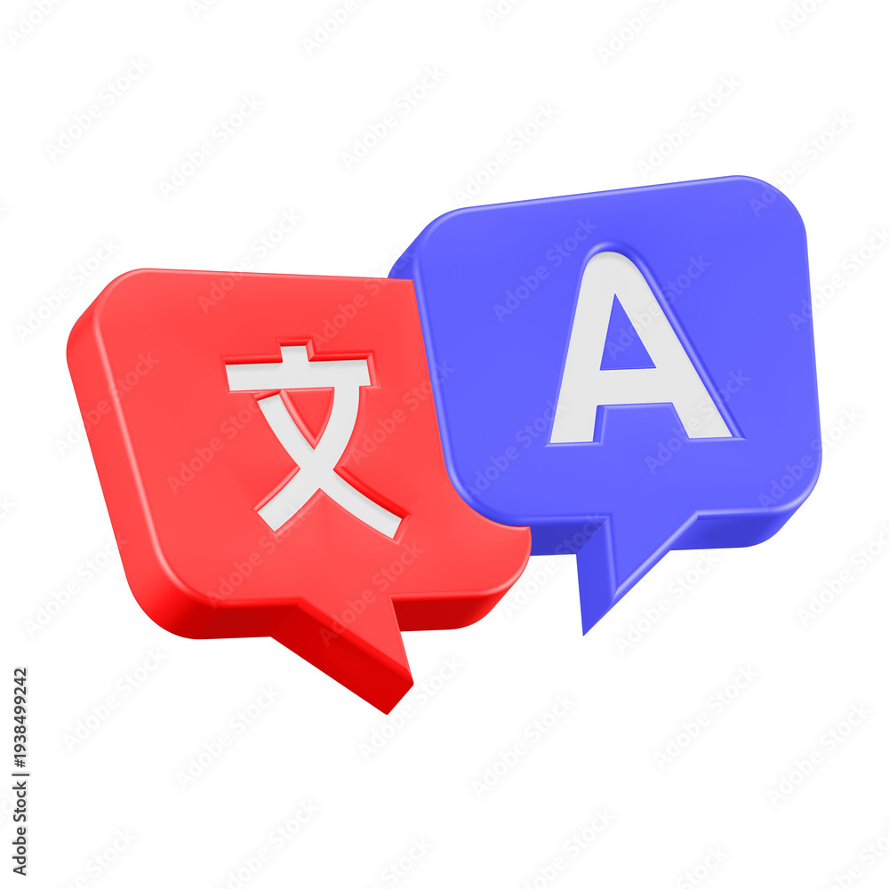 Fototapeta premium translate icon 3d render red & blue color