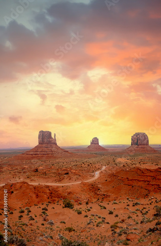 sunset over monument valley
