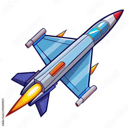 Modern fighter jet soaring through the sky with flames