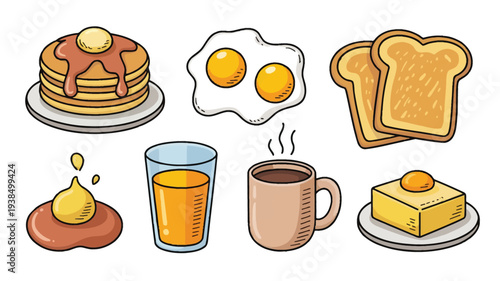 Delicious Breakfast Food Items Collection.