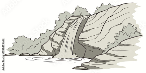 A dramatic illustration of a mountain range with jagged peaks and deep valleys Vector