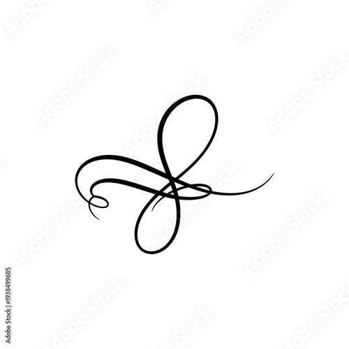 Elegant black swirling line art design.