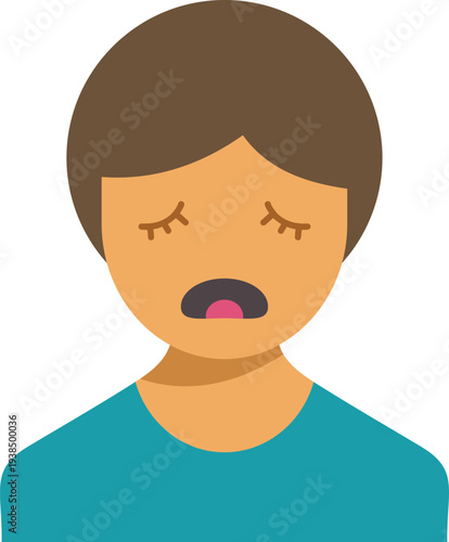 Flat vector icon portraying a person experiencing sadness, despair, or exhaustion