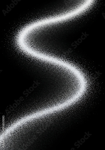 White dust particles forming a flowing diagonal stream across dark background creating a dynamic abstract motion texture