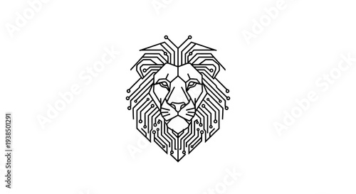 Lion Head Logo Design Illustration.