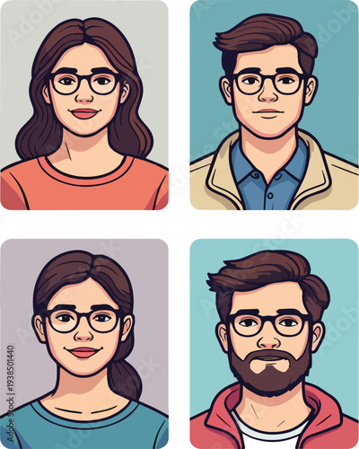 volto avatar  persone  icone uomo donna  ragazzo ragazza vari caratteri icon vettoriale