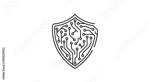 Circuit Shield Security Protection Icon Symbol.