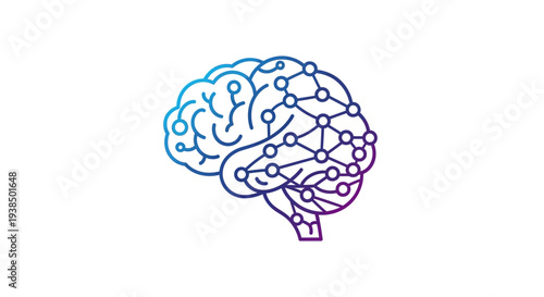 Human Brain Illustration with Neural Connections.