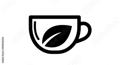 Tea cup with leaf icon