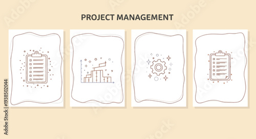 Project Management Icons: Checklist, Goals, Process, Planning