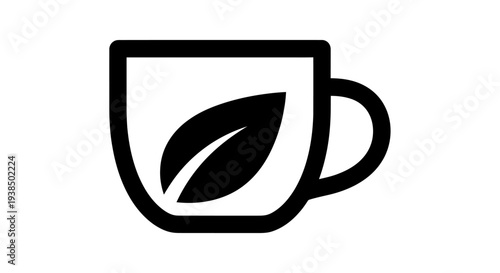 Tea cup with leaf icon