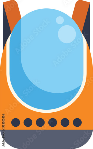 Orange and blue pet carrier backpack featuring a clear bubble window and ventilation holes