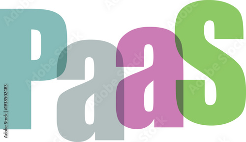 Colorful Overlapping PaaS Text on White Background