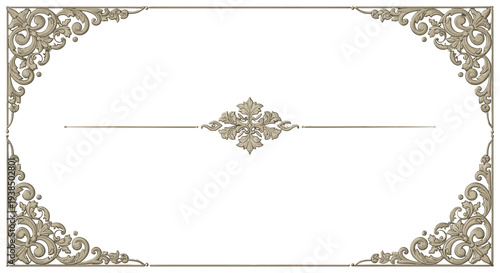 Elegant gold ornate frame with floral design on white background.
