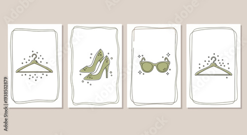 Fashionable Accessories Collection: High Heels, Sunglasses, and Hangers