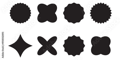 Trendy zigzag edge sticker set. Star shape isolated. eps 10