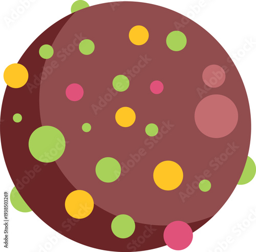 Abstract cosmic planet with colorful spots representing space and science