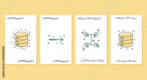 Financial growth and innovation concept, business icons on yellow background