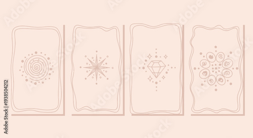 Esoteric Symbols and Diamond on Soft Pink Background