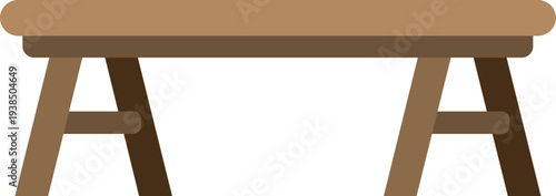 Simple flat design illustrating a brown wooden bench for outdoor or indoor use