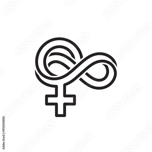 Female symbol with infinity loop sign.