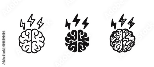 Brainstorming and Creative Thinking Icon Set, Idea Generation and Intellectual Process Symbols, Mental Clarity Concept