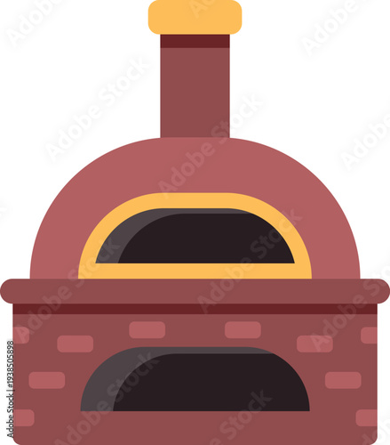 Red brick pizza oven illustration isolated on white background