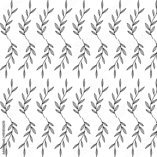 Minimal Botanical Leaves Seamless Pattern Background