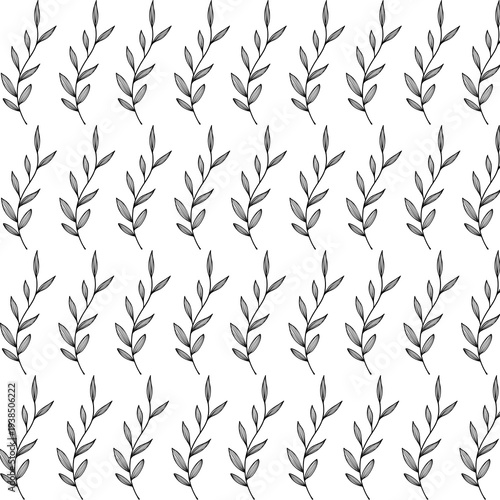 Simple Botanical Line Art Pattern Background